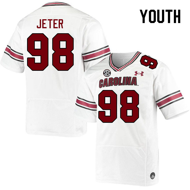 Youth #98 Mitch Jeter South Carolina Gamecocks 2023 College Football Jerseys Stitched-White
